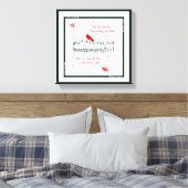 Muziek en Rode Kardinaal Vogel Canvas Print (Insitu (Slaapkamer))