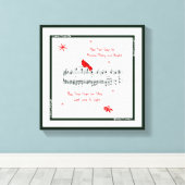 Muziek en Rode Kardinaal Vogel Canvas Print (Insitu (Houten vloer))