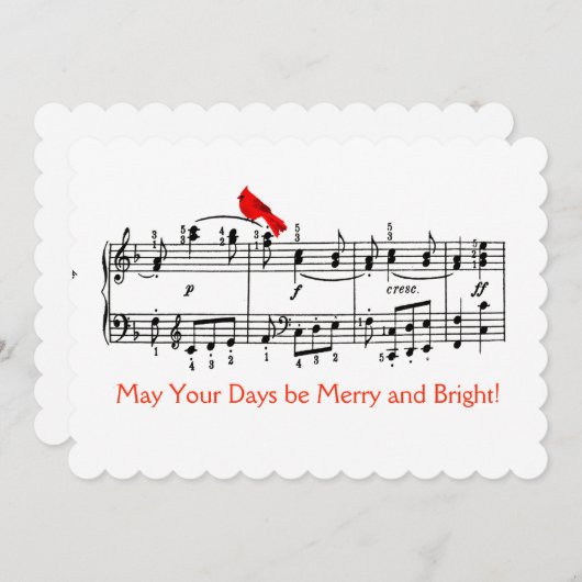 Muziek en rode kerstkaart (Voorkant / Achterkant)