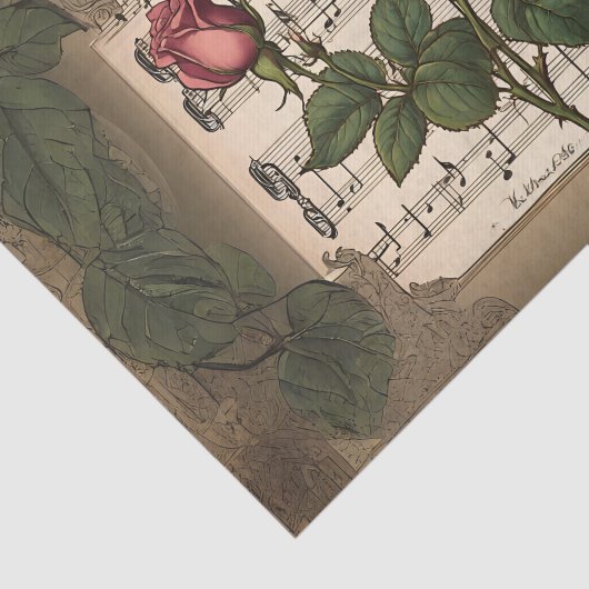 Muziek en Rozen Decoupage Tissue Paper Tissuepapier (Detail)