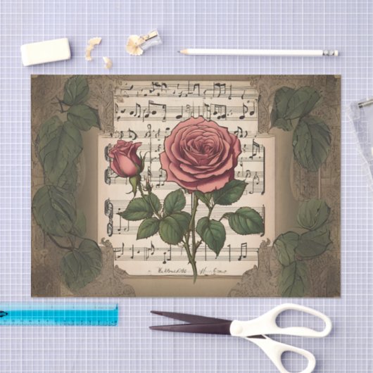 Muziek en Rozen Decoupage Tissue Paper Tissuepapier (Craft)