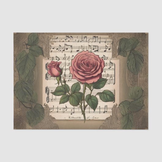 Muziek en Rozen Decoupage Tissuepapier (Voorkant)
