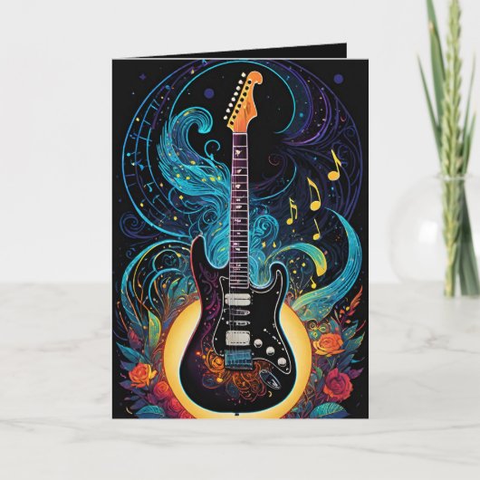 Muziek en Rozen Electric Guitar Blank Kaart (Voorkant)