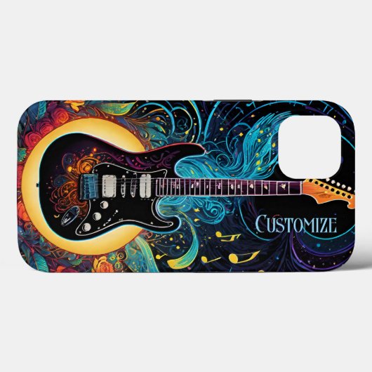 Muziek en Rozen elektrische gitaar Case-Mate iPhone Case (Achterkant (horizontaal))