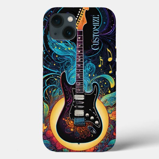 Muziek en Rozen elektrische gitaar Case-Mate iPhone Case (Achterkant)