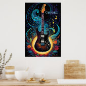 Muziek en Rozen elektrische gitaar Poster (Keuken)