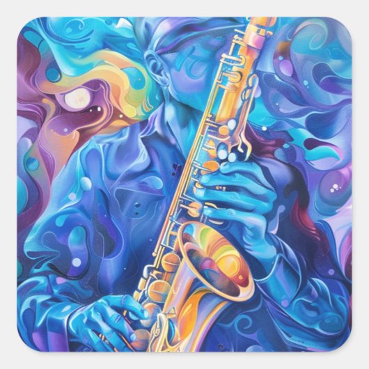 Muziek en saxofoon sticker (Voorkant)