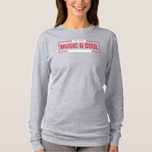 Muziek- en soul-logo op dames trui t-shirt