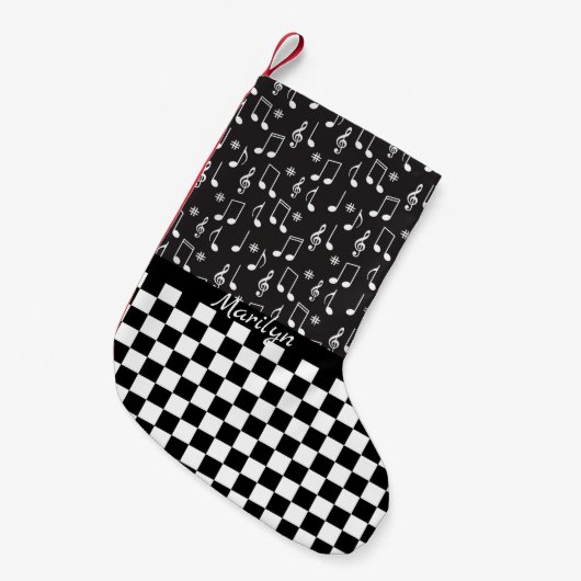 Muziek en toetsenbord op maat kleine kerstsok (Voorkant (Hangend))