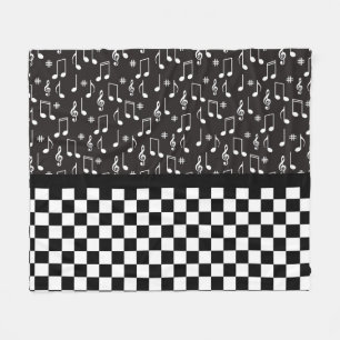 Muziek en toetsenbord zwart-wit fleece deken
