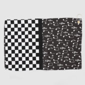 Muziek en toetsenbord zwart-wit golfhanddoek (Horizontaal)