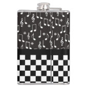 Muziek en toetsenbord zwart-wit heupfles (Achterkant)