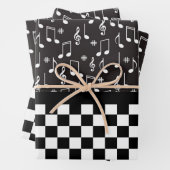 Muziek en toetsenbord zwart-wit inpakpapier vel (In situ)