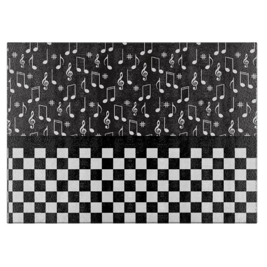 Muziek en toetsenbord zwart-wit snijplank (Voorkant)