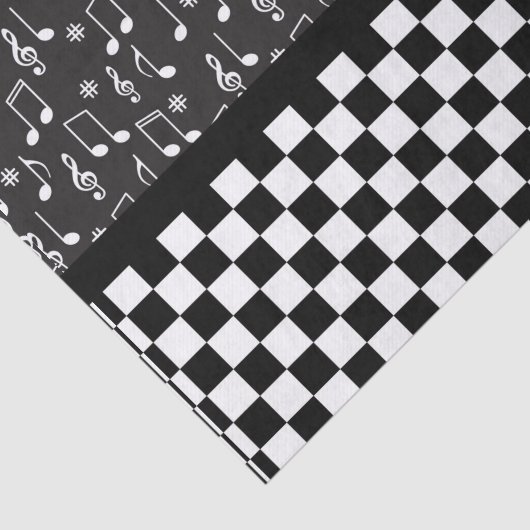 Muziek en toetsenbord zwart-wit tissuepapier (Detail)