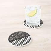 Muziek en toetsenbord zwart-wit zandsteen onderzetter (Zijkant)