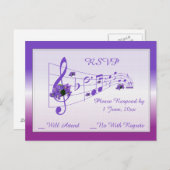 Muziek en Violets Wedding RSVP Kaart (Voorkant / Achterkant)