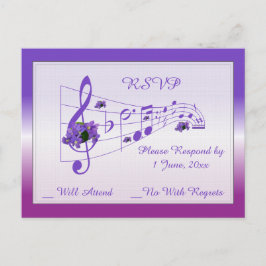 Muziek en Violets Wedding RSVP Kaart