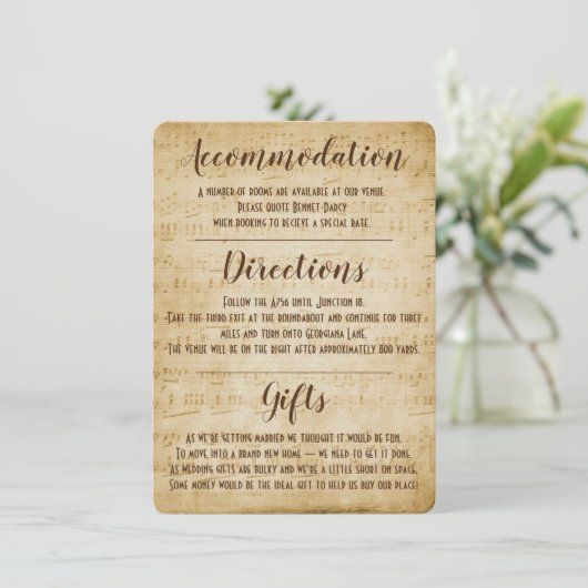 Muziek Enclosurekaart in Vintage Stijl Kaart (Staand voorkant)