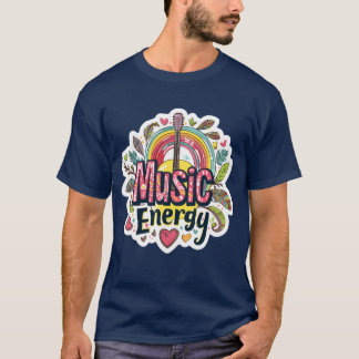 Muziek Energie Regenboog en Gitaar voor een Muziek T-shirt