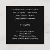 Muziek Entertainment Band Cool Vierkante Visitekaartje (Achterkant)