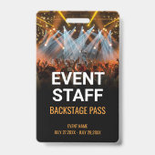 Muziek Event Backstage Pass Event Personeel Badge (Voorzijde)