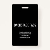Muziek Event Party Backstage Pass Evenementenperso Badge (Achterkant)