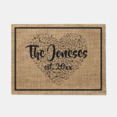 Muziek Familienaam Gevestigd Jaar Hart van Notitie Deurmat (Voorkant)