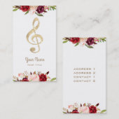 Muziek Faux Gold folie Treble Clef en Flowers Visitekaartje (Voorkant / Achterkant)