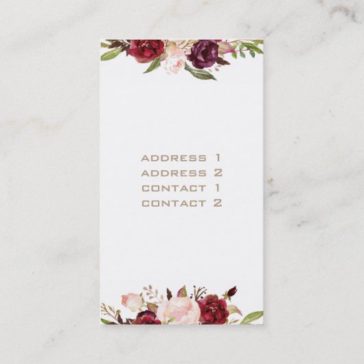 Muziek Faux Gold folie Treble Clef en Flowers Visitekaartje (Achterkant)