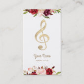 Muziek Faux Gold folie Treble Clef en Flowers Visitekaartje (Voorkant)