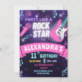 Muziek feest als een rockster meisje verjaardag kaart (Voorkant)