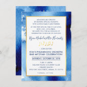 MUZIEK FEEST VIERING goud smart blue waterverf Kaart (Voorkant / Achterkant)