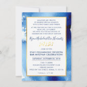 MUZIEK FEEST VIERING goud smart blue waterverf Kaart (Voorkant)