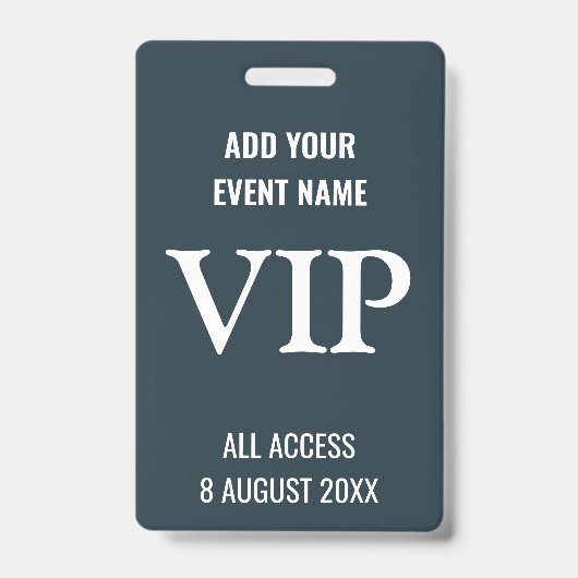 Muziek Festival Backstage Pass VIP Navy Blue Badge (Voorkant)