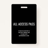 Muziek Festival Party VIP All Access Pass Evenemen Badge (Achterkant)