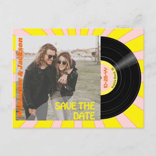 Muziek Festival Record Save the Date Briefkaart (Voorkant)