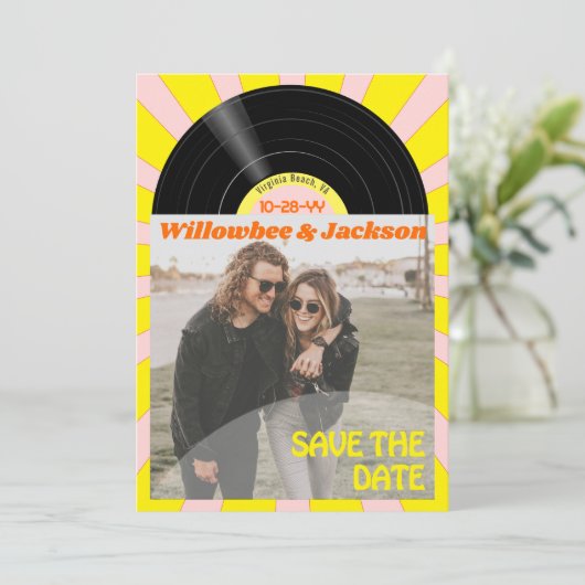 Muziek Festival Record Trouwfoto Save the Date (Staand voorkant)