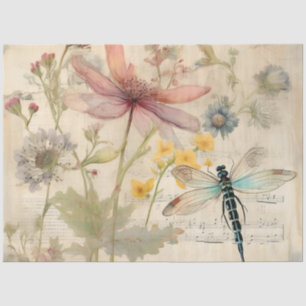  Muziek Franse Bloemen Dragonfly Art Tissuepapier