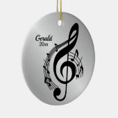 Muziek G Clef Persoonlijke naam / Jaar Keramisch Ornament (Rechts)