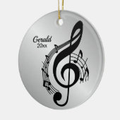 Muziek G Clef Persoonlijke naam / Jaar Keramisch Ornament (Links)