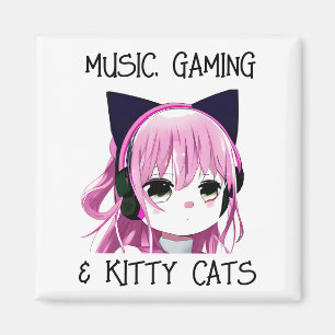 Muziek Gaming en Kitty Cat Anime Meisje Magneet