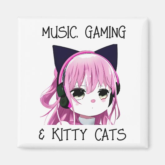 Muziek Gaming en Kitty Cat Anime Meisje Magneet (Voorkant)