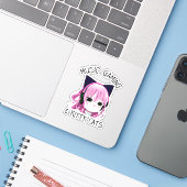 Muziek, Gaming en Kitty Cat Anime Meisje Sticker (Laptop met iPhone)