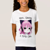 Muziek, Gaming en Kitty Cats | Anime Meisje T-shirt (Voorkant)