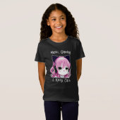 Muziek, Gaming en Kitty Cats | Anime Meisje T-shirt (Voorkant volledig)