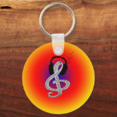 Muziek Gclef met headset Sleutelhanger (Voorkant)