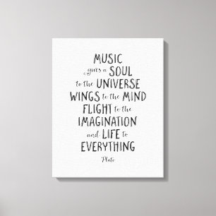 Muziek geeft een oplossing aan het universum, Plat Canvas Afdruk