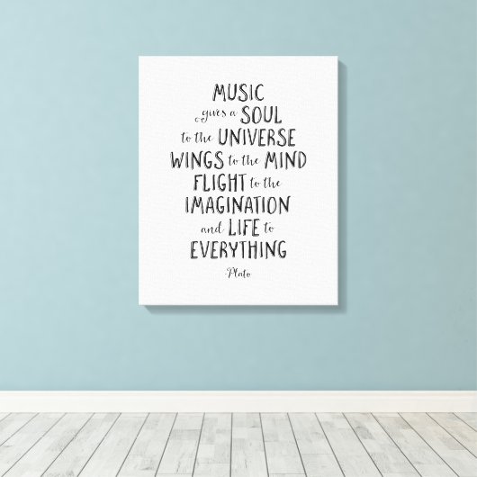 Muziek geeft een oplossing aan het universum, Plat Canvas Afdruk (Insitu (Houten vloer))