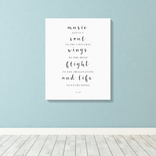 Muziek geeft een oplossing aan het universum, Plat Canvas Afdruk (Insitu (Houten vloer))